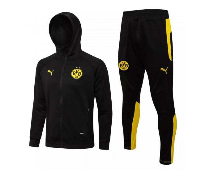 BVB Borussia Dortmund Black Hooded Presentation Football Tracksuit 2021-22