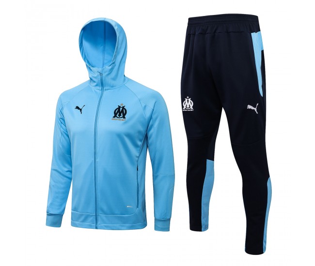 Olympique Marseille Blue Hooded Presentation Football Tracksuit 2021-22