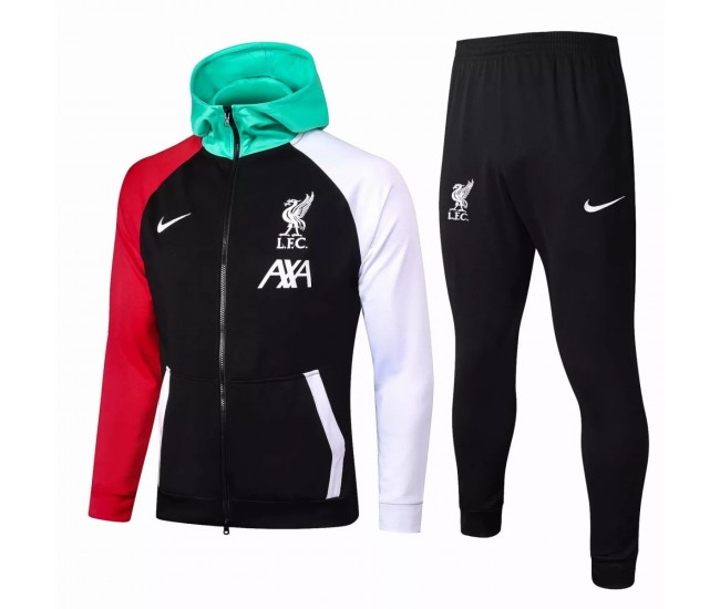 Liverpool FC Training Hooded Soccer Tracksuit Black 2021