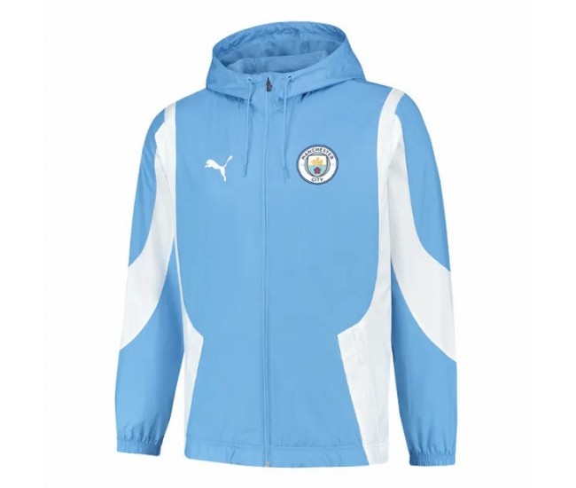 Manchester City Mens Pre Match Anthem Full Zip Hoodie Jacket 23-24