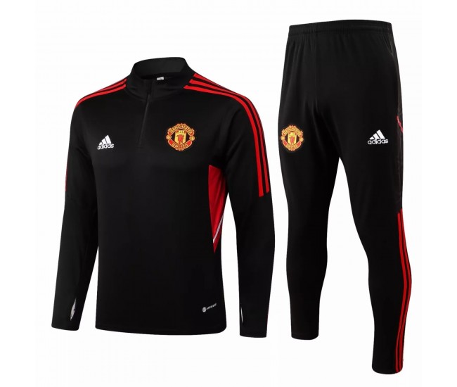 Manchester United FC Black Training Technical Football Tracksuit 2022-23