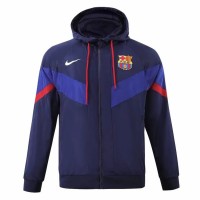 FC Barcelona Mens AWF Raglan Hoodie Jacket Blue 23-24