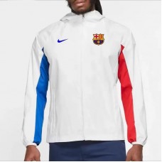FC Barcelona Mens AWF Raglan Hoodie Jacket White 23-24