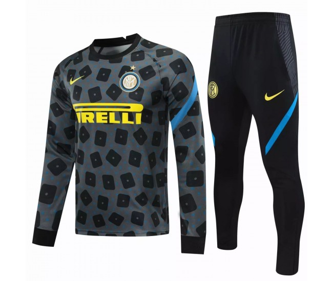 Inter Milan Soccer Training Technical Tracksuit Grey 2020 2021